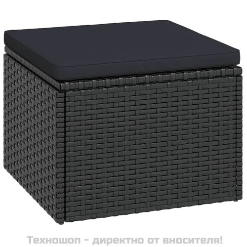 Градински лаундж комплект черен полиратан