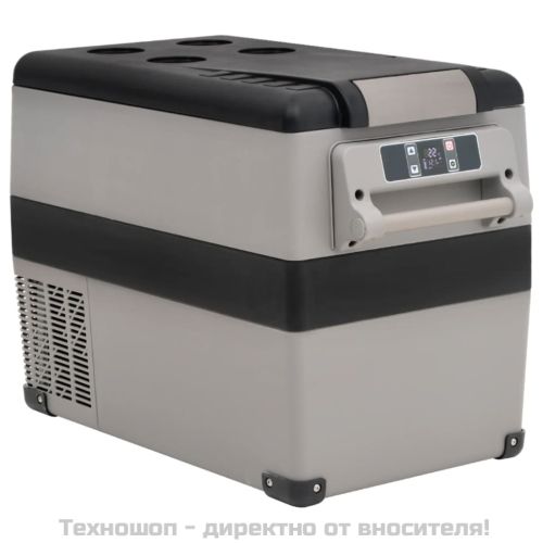 Хладилна кутия с дръжка черно и сиво 55 л PP и PE