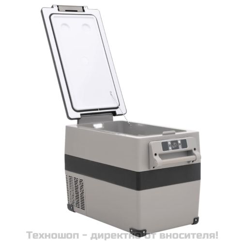 Хладилна кутия с дръжка черно и сиво 55 л PP и PE