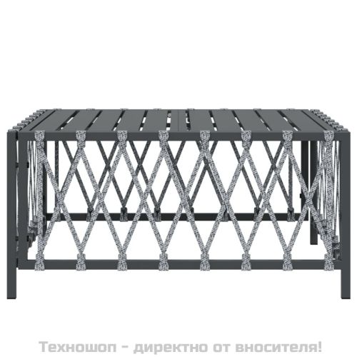 Градинска маса, антрацит, 70x70x34 см, тъкан текстил