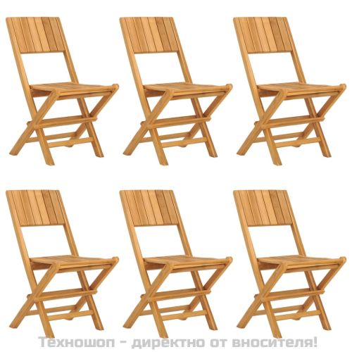 Сгъваеми градински столове, 6 бр, 47x61x90 см, тик масив