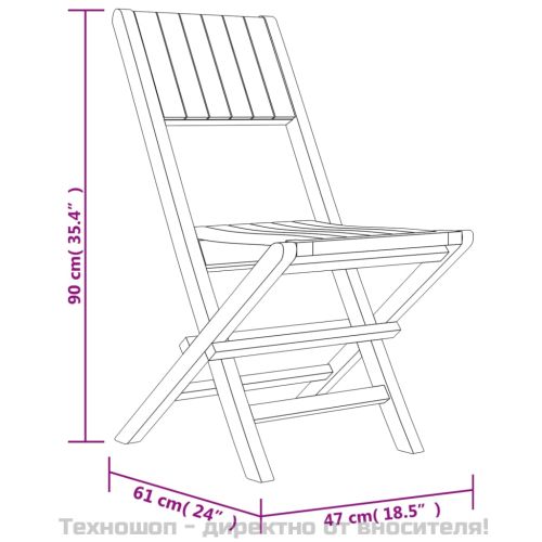 Сгъваеми градински столове, 6 бр, 47x61x90 см, тик масив