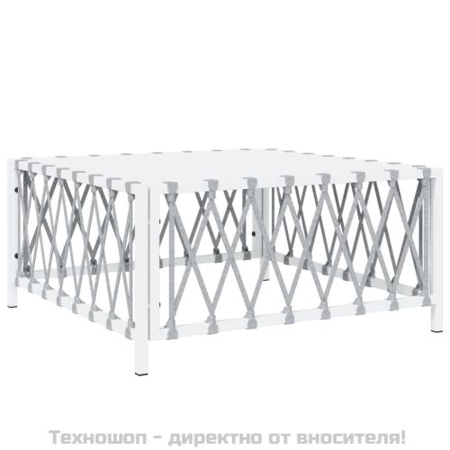 Градински лаундж комплект от 3 части с възглавници бял стомана