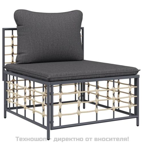 Градински комплект с възглавници 6 части антрацит полиратан