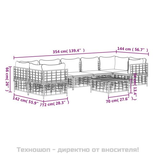 Градински комплект с възглавници 8 части антрацит полиратан