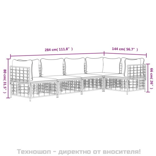 Градински комплект с възглавници 5 части антрацит полиратан