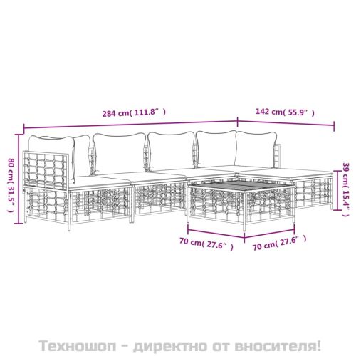Градински комплект с възглавници 6 части антрацит полиратан