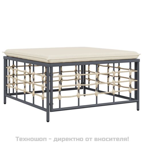 Градински комплект с възглавници 6 части антрацит полиратан