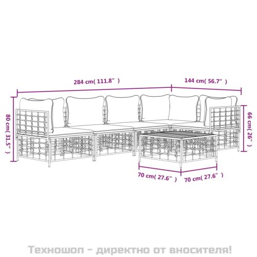 Градински комплект с възглавници 6 части антрацит полиратан