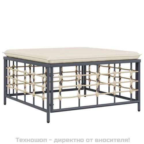 Градински комплект с възглавници 5 части антрацит полиратан