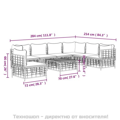 Градински комплект с възглавници 8 части антрацит полиратан