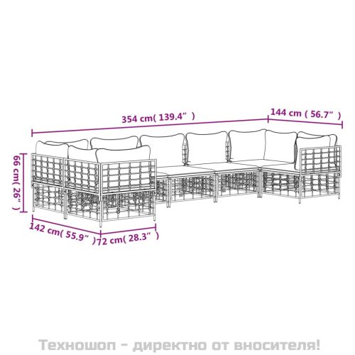 Градински комплект с възглавници 7 части антрацит полиратан