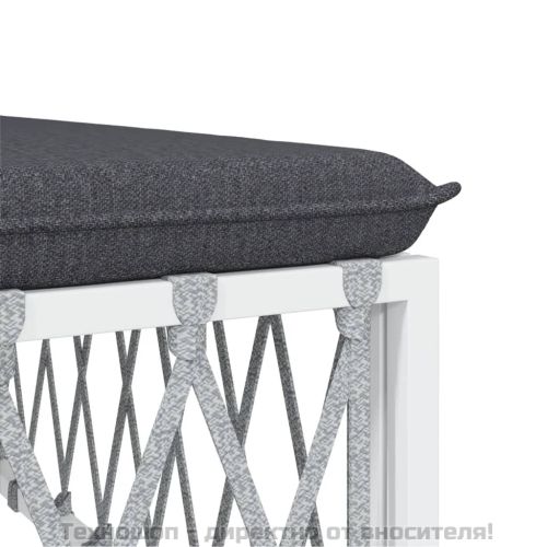 Градински лаундж комплект 2 части с възглавници бял стомана