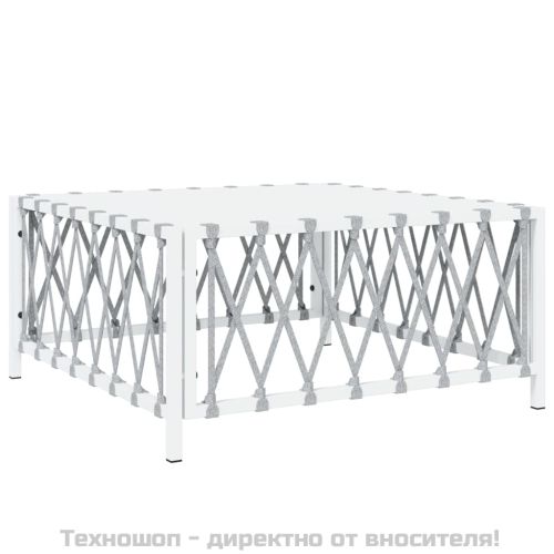 Градински лаундж комплект 5 части с възглавници бял стомана