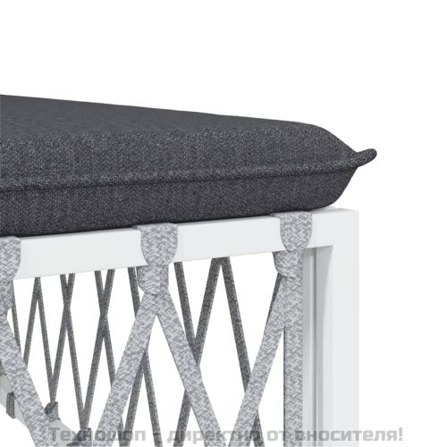 Градински лаундж комплект 5 части с възглавници бял стомана