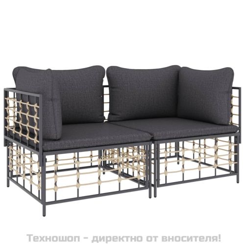 Секционни ъглови дивани с възглавници, 2 бр, полиратан