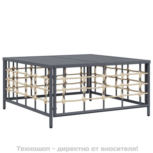 Градински комплект с възглавници 3 части антрацит полиратан