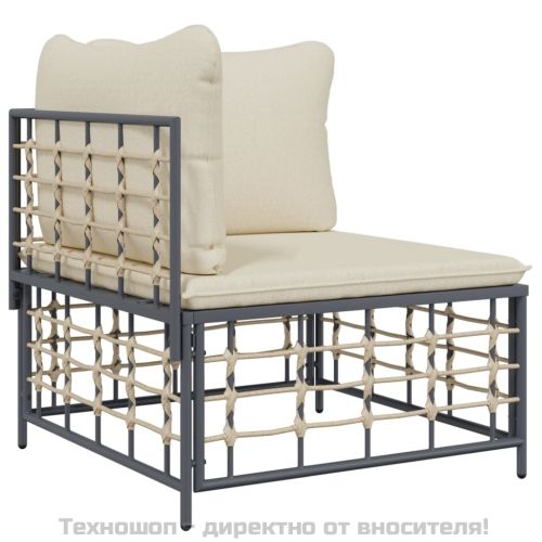 Градински комплект с възглавници 8 части антрацит полиратан