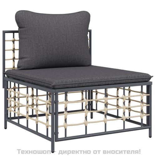 Градински комплект с възглавници 4 части антрацит полиратан