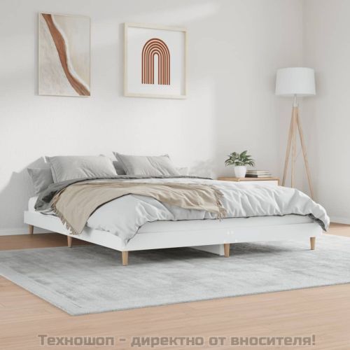 Рамка за легло, бяло, 200x200 см, масивно дърво