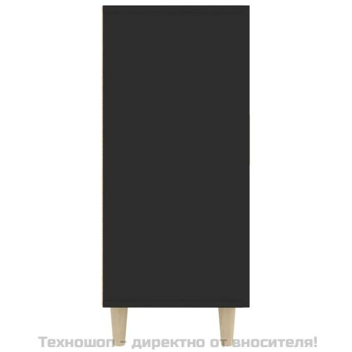 Сайдборд, черен, 90x34x80 см, инженерно дърво