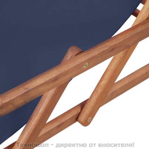 Сгъваем плажен стол, текстил и дървена рамка, син