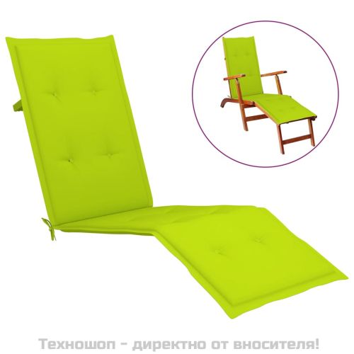 Възглавница за стол шезлонг ярко зелена (75+105)x50x4 см
