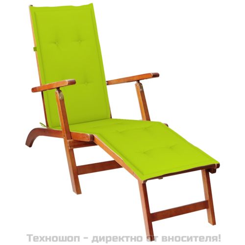 Възглавница за стол шезлонг ярко зелена (75+105)x50x4 см