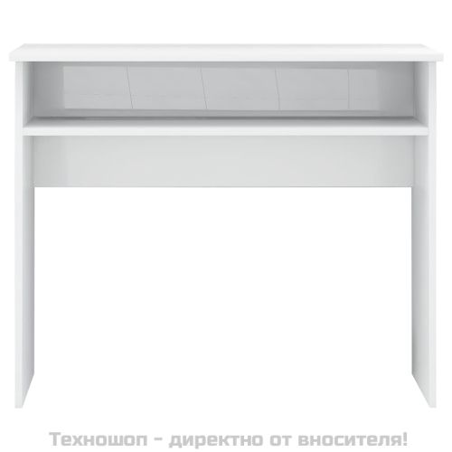 Бюро, бял гланц, 90x50x74 см, инженерно дърво