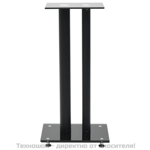 Стойки за тонколони, 2 бр, 2 колони, закалено стъкло, черни