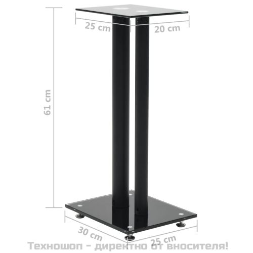 Стойки за тонколони, 2 бр, 2 колони, закалено стъкло, черни