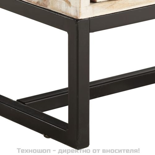 ТВ шкаф, бял, 140x30x45 см, акациево дърво масив