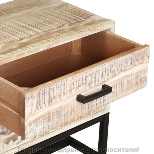 ТВ шкаф, бял, 140x30x45 см, акациево дърво масив