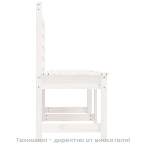 Градинска пейка, бяла, 157,5 см, борово дърво масив