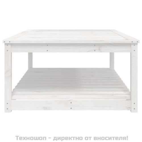 Градинска маса, бяла 121x82,5x45 см, борово дърво масив