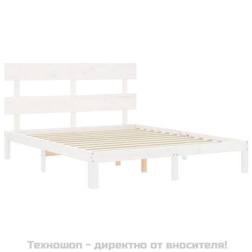 Рамка за легло без матрак, бял, 160x200 см, бор масив