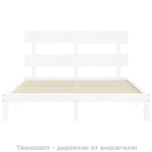 Рамка за легло без матрак, бял, 160x200 см, бор масив