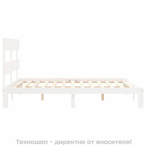 Рамка за легло без матрак, бял, 160x200 см, бор масив