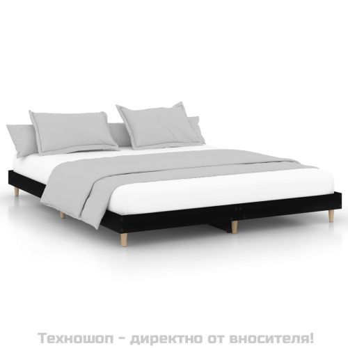 Рамка за легло, черна, 200x200 см, инженерно дърво