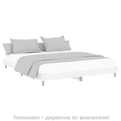 Рамка за легло, бял гланц, 200x200 см, инженерно дърво