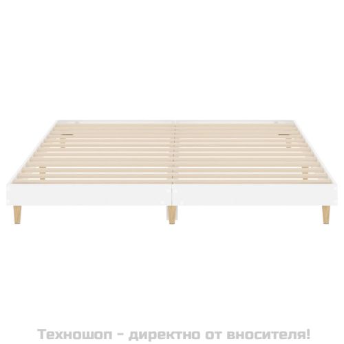 Рамка за легло, бял гланц, 200x200 см, инженерно дърво