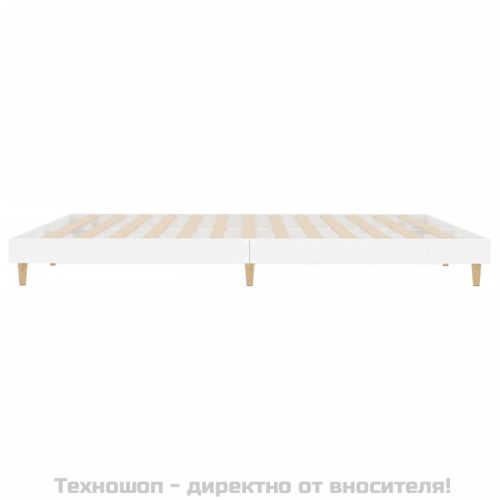 Рамка за легло, бял гланц, 200x200 см, инженерно дърво