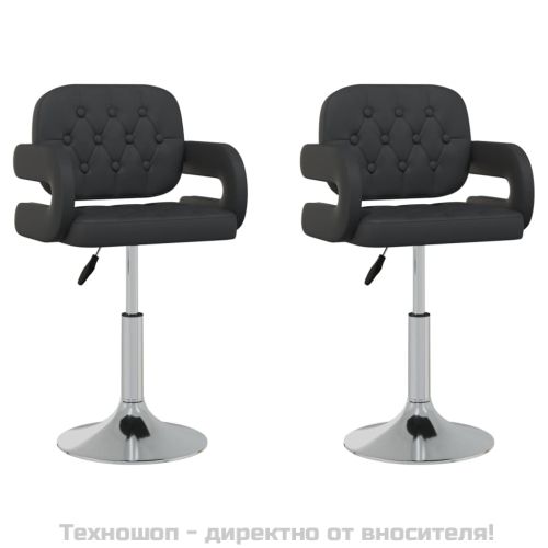 Въртящи се трапезни столове, 2 бр, черни, изкуствена кожа