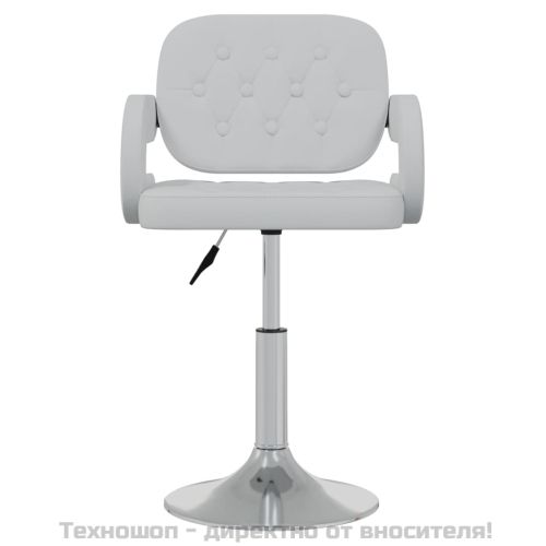 Въртящи се трапезни столове, 2 бр, бели, изкуствена кожа