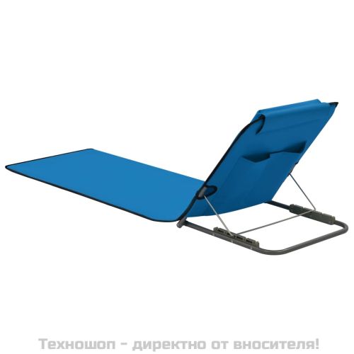 Сгъваеми плажни постелки, 2 бр, стомана и плат, сини