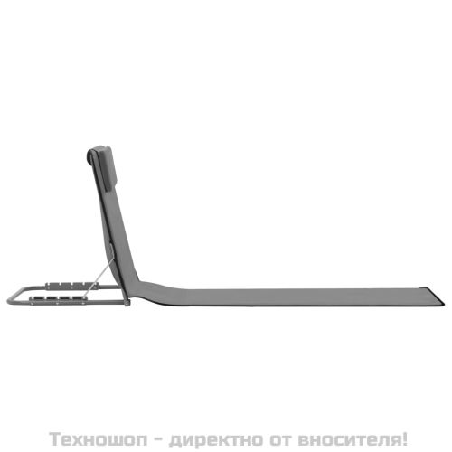 Сгъваеми плажни постелки, 2 бр, стомана и плат, сиви