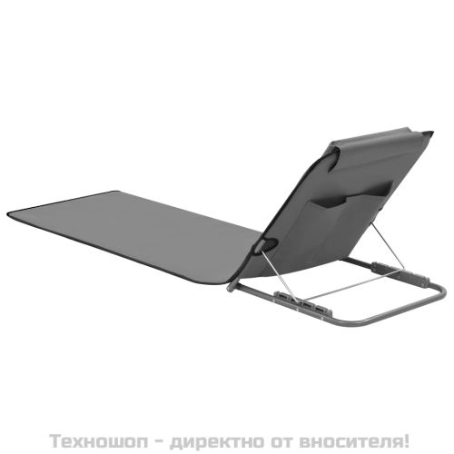 Сгъваеми плажни постелки, 2 бр, стомана и плат, сиви