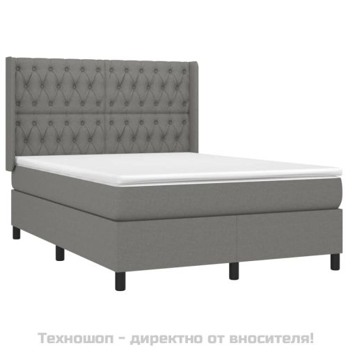 Боксспринг легло с матрак, тъмносиво, 140x200 см, плат