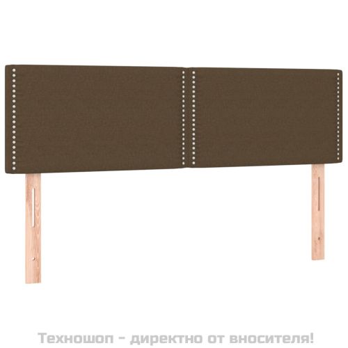 Боксспринг легло с матрак и LED, тъмнокафяво, 140x200 см, плат