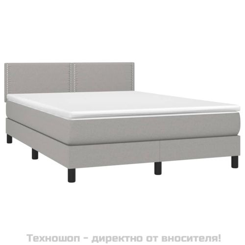 Боксспринг легло с матрак, светлосиво, 140x200 см, плат